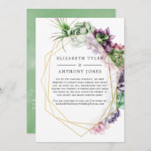 Geometrische Succulenten Bruiloft Ingekorte Gastli Aankondiging (Voorkant / Achterkant)