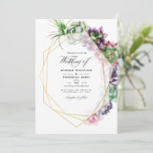 Geometrische Succulenten Herbarium Garden Wedding Kaart (Staand voorkant)