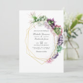Geometrische Succulenten Herbarium Garden Wedding  Kaart (Staand voorkant)