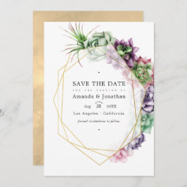 Geometrische Succulenten Herbarium Tuin Bruiloft Save The Date