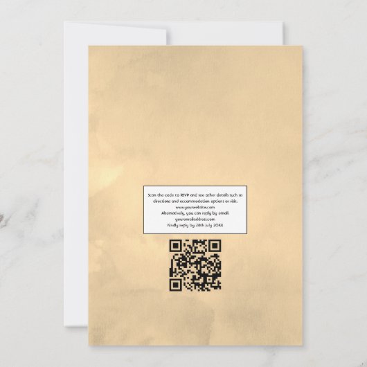 Geometrische Succulenten QR Code RSVP Weddenschap Kaart (Achterkant)