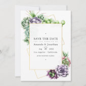 Geometrische Succulenten Trouwfoto Save The Date (Voorkant)