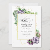 Geometrische Succulents Weddenfoto Kaart (Voorkant)