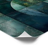 Geometrische Sunset Landscape Art - Blauwgroen en Perfect Poster (Hoek)