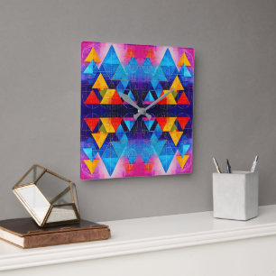 Geometrische symbolen Abstract #10 Design 2 Vierkante Klok