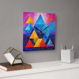 Geometrische symbolen Abstract #10 Vierkante Klok