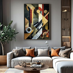 Geometrische symfonie in terracotta en zwart poster