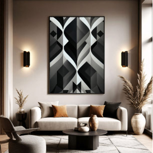 Geometrische Symfonie in Zwart en Wit Poster