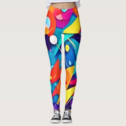Geometrische symfonie van kleur leggings (Voorkant)