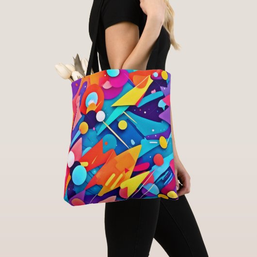 Geometrische symfonie van kleur tote bag (Dichtbij)