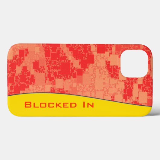 Geometrische Tangerine Block Pattern Gepersonalise Case-Mate iPhone Case (Achterkant (horizontaal))