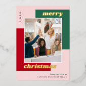 Geometrische Team Foto Aangepaste Folie Vakantie K Folie Feestdagenkaart (Voorkant)