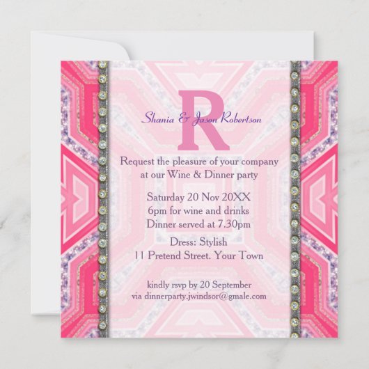 Geometrische technische roze Lila uitnodiging voor (Achterkant)