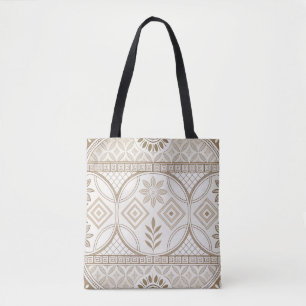 geometrische Tegel bloempatroon Tote Bag