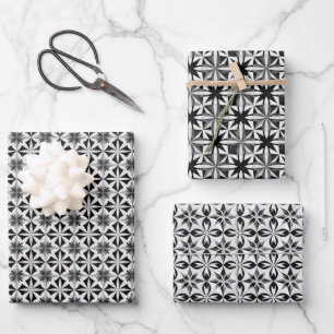 Geometrische Tegel Patroon met Floral Diamond Moti Inpakpapier Vel