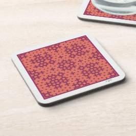 geometrische tegel van zalm en fuchsia Hitomezashi Bier Onderzetter