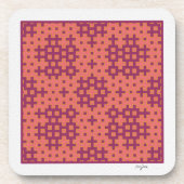 geometrische tegel van zalm en fuchsia Hitomezashi Bier Onderzetter (Voorkant)