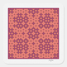geometrische tegel van zalm en fuchsia Hitomezashi Vierkante Sticker