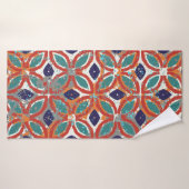 Geometrische tegels: etnische achtergrond. badhanddoek (Badhanddoek)