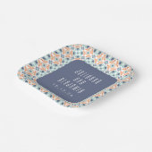  geometrische Tegels Motif Blue Wedding Custom Papieren Bordje (Gebogen)