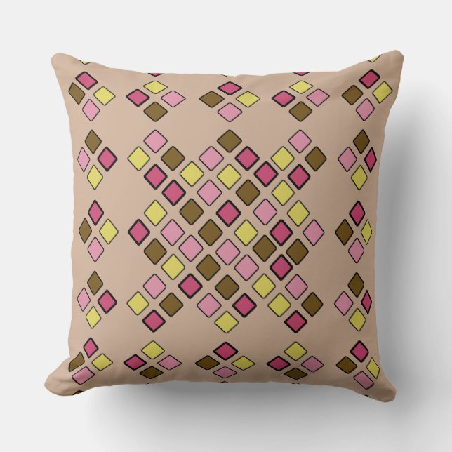 Geometrische Tegels Patroon 2 in 1 Roze Aangepaste Kussen (Voorkant)