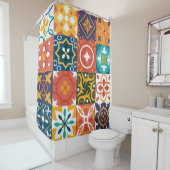 Geometrische Tegels Patroon Douchegordijn (In situ)