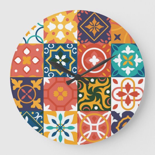 Geometrische Tegels Patroon Grote Klok (Voorkant)