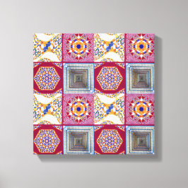 Geometrische Tegels van Azulejos met een CG-twist Canvas Afdruk