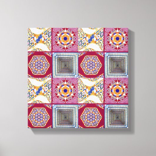 Geometrische Tegels van Azulejos met een CG-twist Canvas Afdruk (Voorkant)