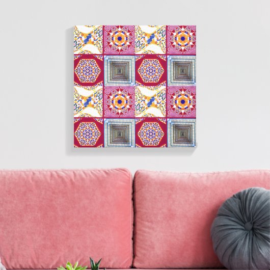 Geometrische Tegels van Azulejos met een CG-twist Canvas Afdruk (Insitu (Woonkamer))
