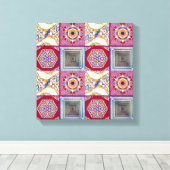 Geometrische Tegels van Azulejos met een CG-twist Canvas Afdruk (Insitu (Houten vloer))