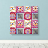 Geometrische Tegels van Azulejos met een CG-twist Canvas Afdruk (Insitu (Houten vloer))