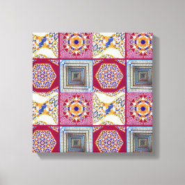 Geometrische Tegels van Azulejos met een CG-twist Canvas Afdruk