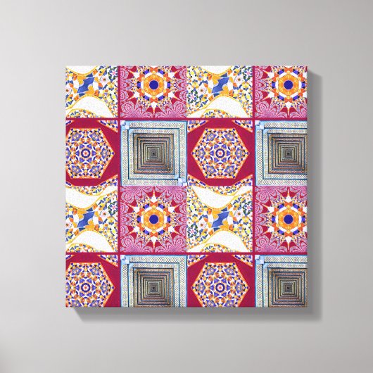 Geometrische Tegels van Azulejos met een CG-twist Canvas Afdruk (Voorkant)