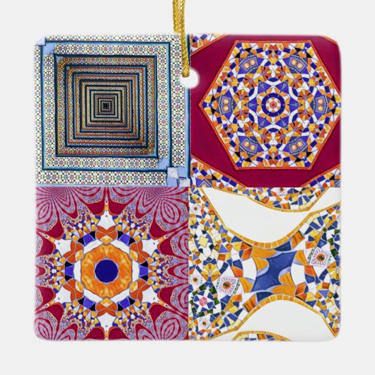 Geometrische Tegels van Azulejos met een CG-twist Keramisch Ornament (Voorkant)