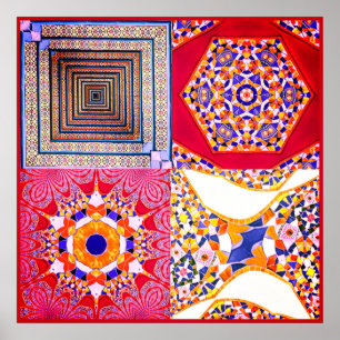 Geometrische Tegels van Azulejos met een CG-twist Poster