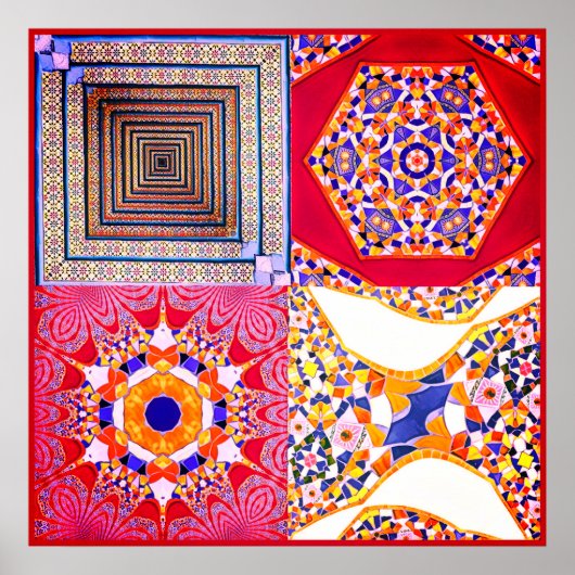 Geometrische Tegels van Azulejos met een CG-twist Poster (Voorkant)