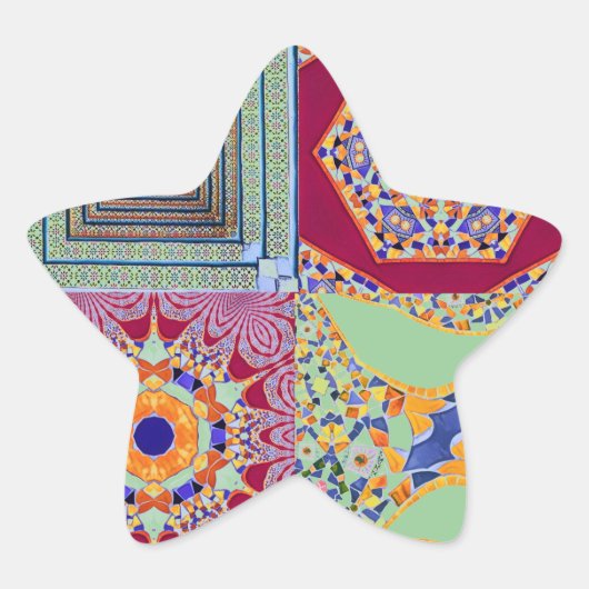 Geometrische Tegels van Azulejos met een CG-twist Ster Sticker (Voorkant)