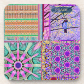 Geometrische Tegels van Azulejos met Vredesvogel Bier Onderzetter (Voorkant)