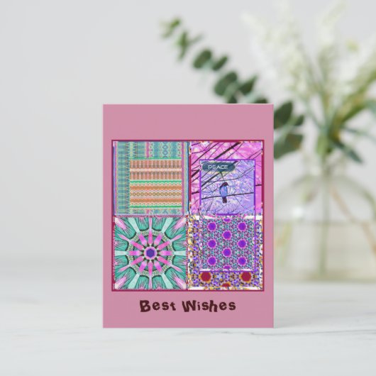 Geometrische Tegels van Azulejos met Vredesvogel Briefkaart (Staand voorkant)