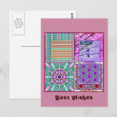 Geometrische Tegels van Azulejos met Vredesvogel Briefkaart (Voorkant / Achterkant)