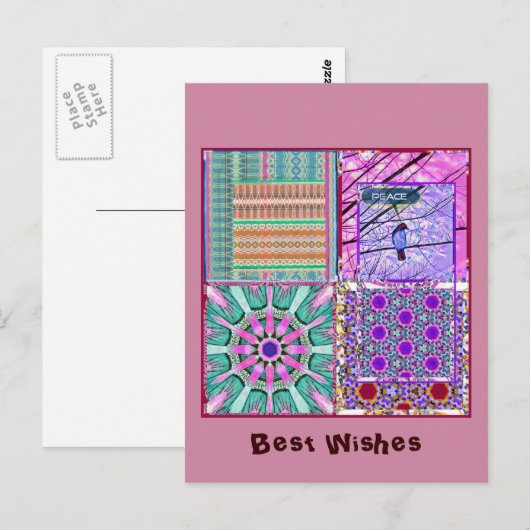 Geometrische Tegels van Azulejos met Vredesvogel Briefkaart (Voorkant / Achterkant)