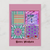 Geometrische Tegels van Azulejos met Vredesvogel Briefkaart (Voorkant)