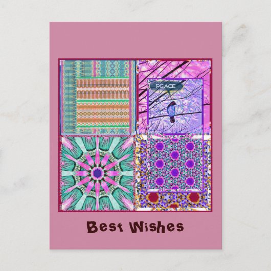 Geometrische Tegels van Azulejos met Vredesvogel Briefkaart (Voorkant)