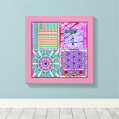 Geometrische Tegels van Azulejos met Vredesvogel Canvas Afdruk (Insitu (Houten vloer))