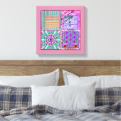 Geometrische Tegels van Azulejos met Vredesvogel Canvas Afdruk (Insitu (Slaapkamer))