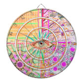 Geometrische Tegels van Azulejos met Vredesvogel Dartbord (Voorkant)