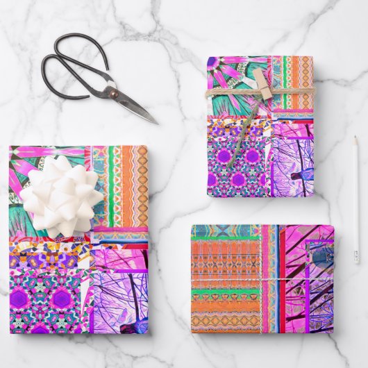 Geometrische Tegels van Azulejos met Vredesvogel Inpakpapier Vel (Voorkant)