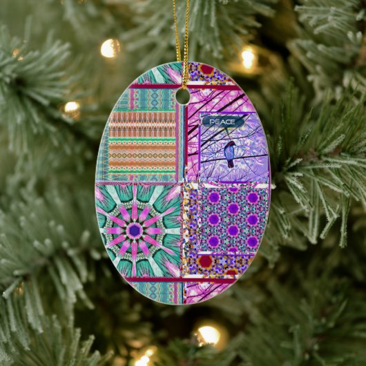 Geometrische Tegels van Azulejos met Vredesvogel Keramisch Ornament (Boom)