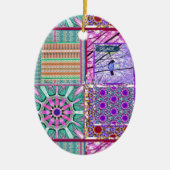 Geometrische Tegels van Azulejos met Vredesvogel Keramisch Ornament (Voorkant)